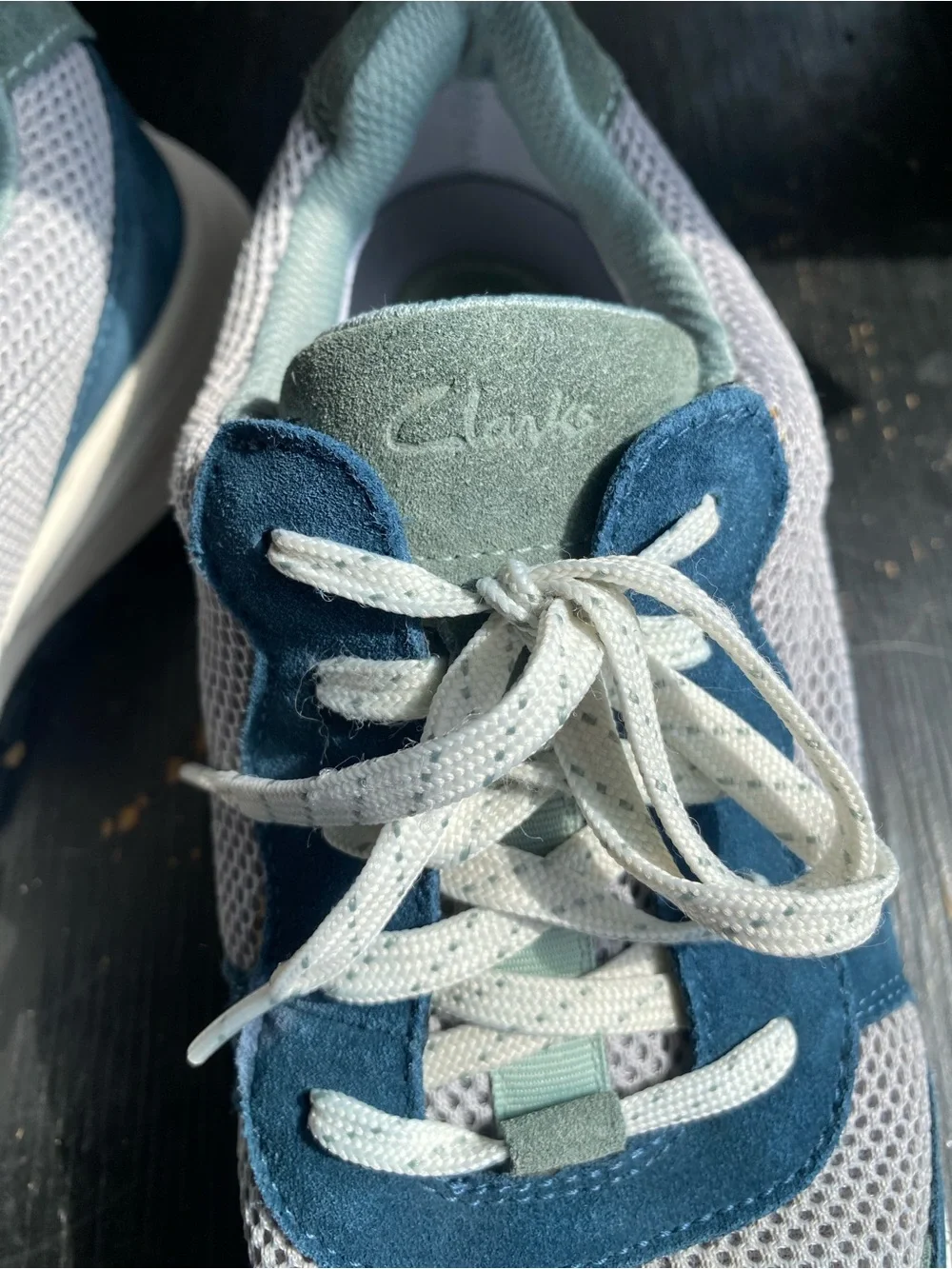 Clarks Men’s Blue and Light Gray Suede Mesh Sneakers